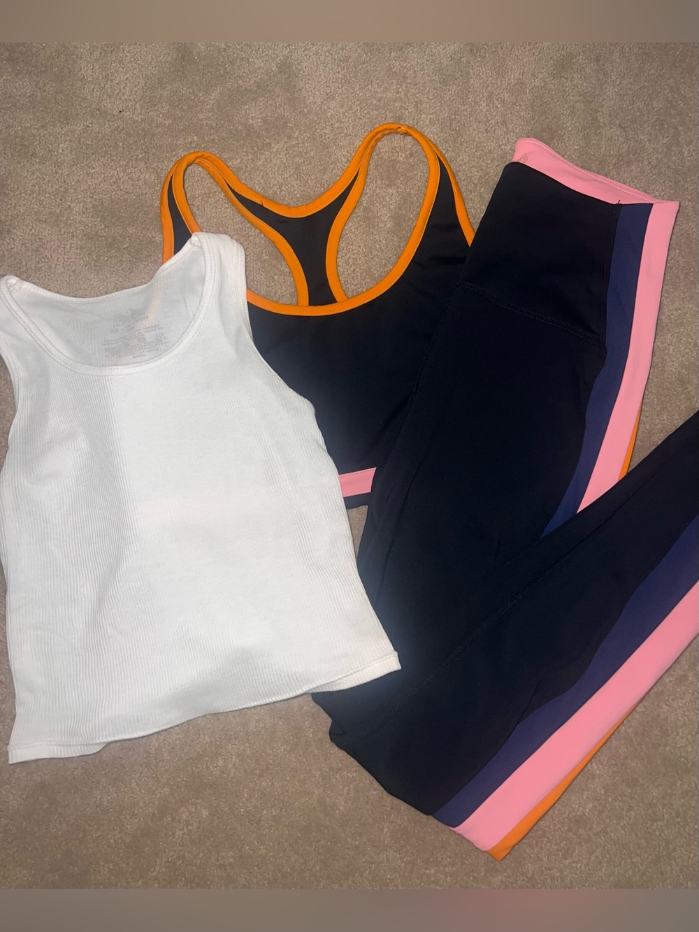 Splits59 Black Pink Orange Racerback Sports Bra L